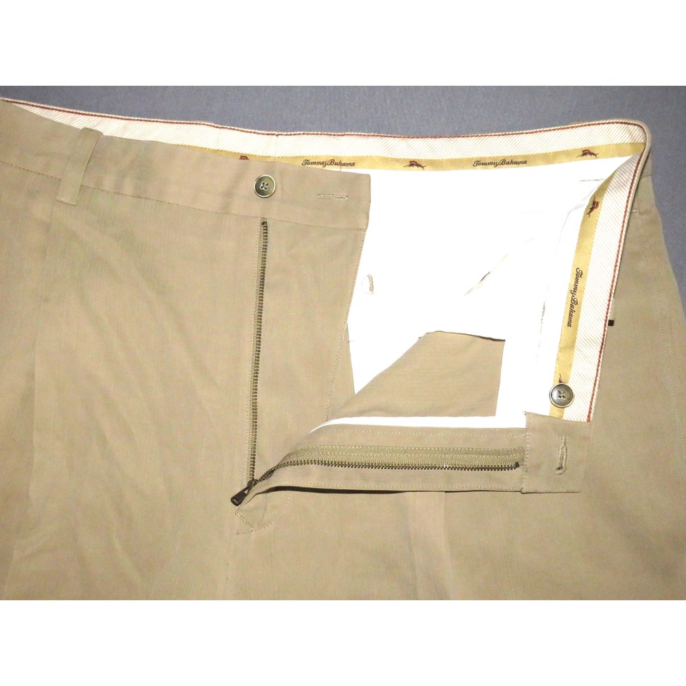 Tommy‎ Bahama Silk/Rayon Cuffed Straight Leg Pleated Khaki Pants Men's 38 X 30 - Picture 8 of 10